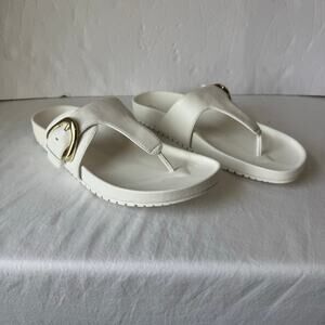 NIB Anne Klien Flex Dainty Flip Flop Thong 11 White Gold Adjustable‎ Buckle